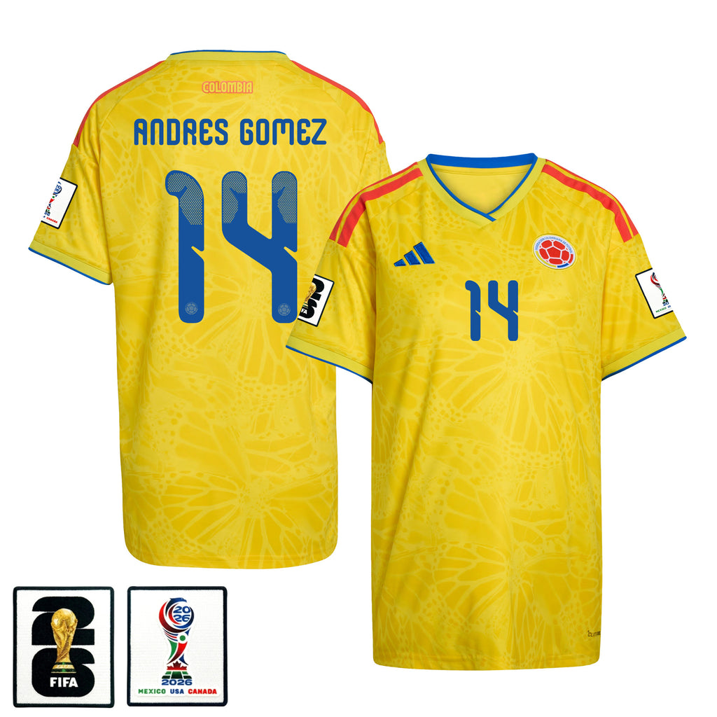 Andres Gomez 14 Women's Colombia National Team 2026 Home Jersey - Yellow