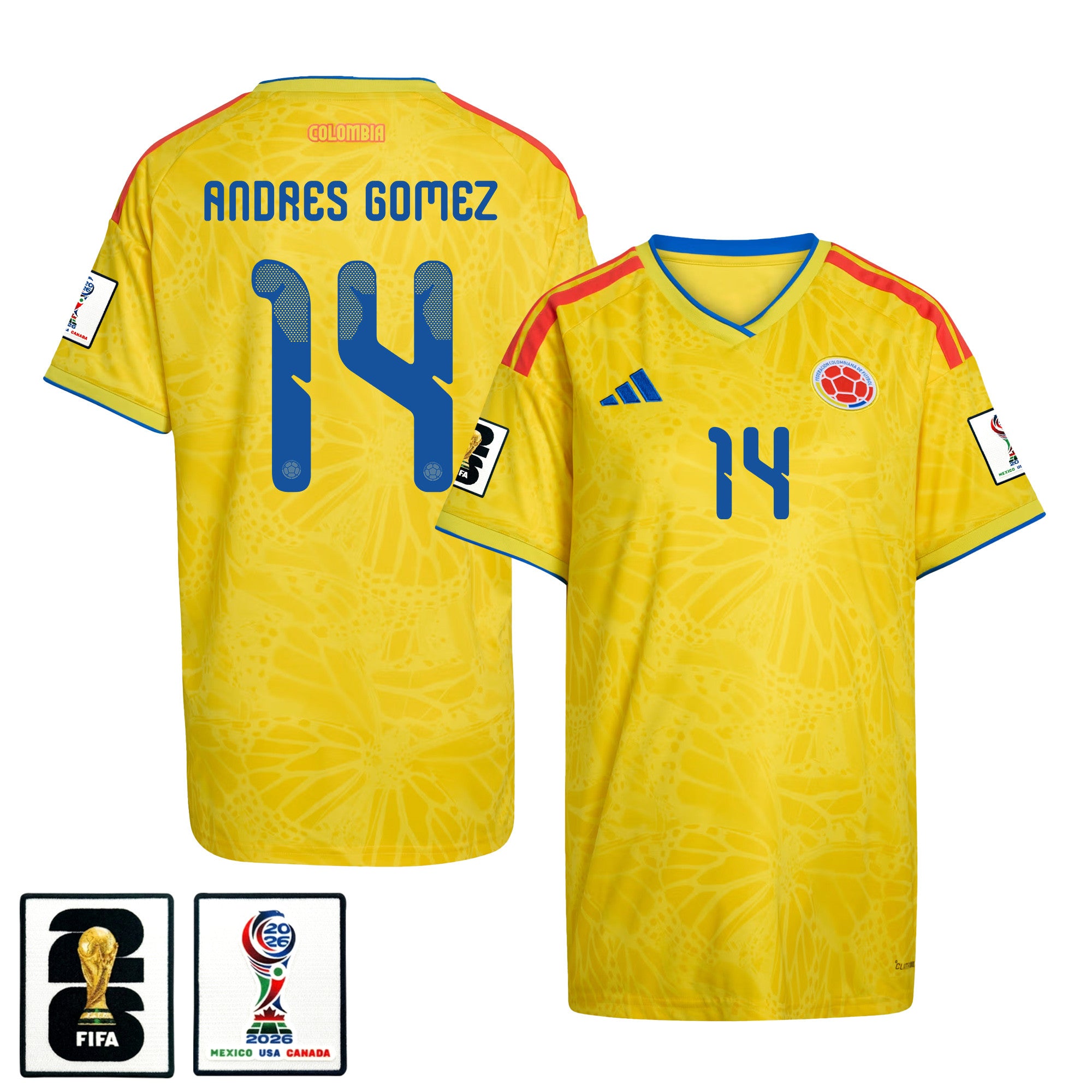 Andres Gomez 14 Women's Colombia National Team 2026 Home Jersey - Yellow