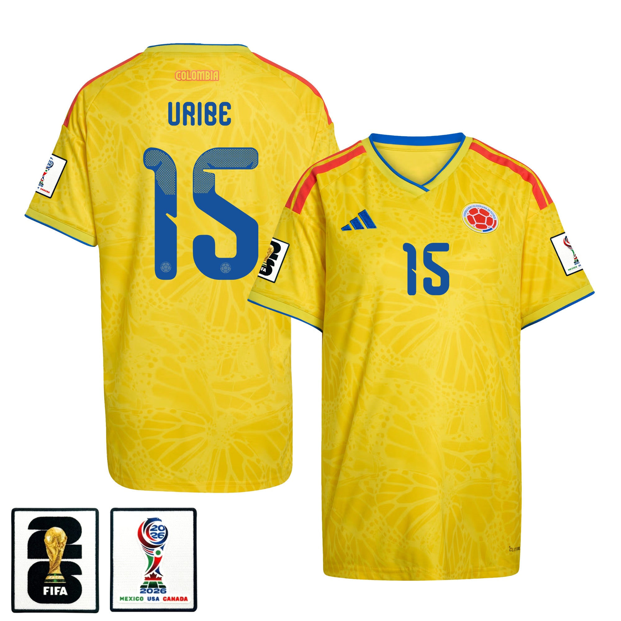 Mateus Uribe 15 Women's Colombia National Team 2026 Home Jersey - Yellow