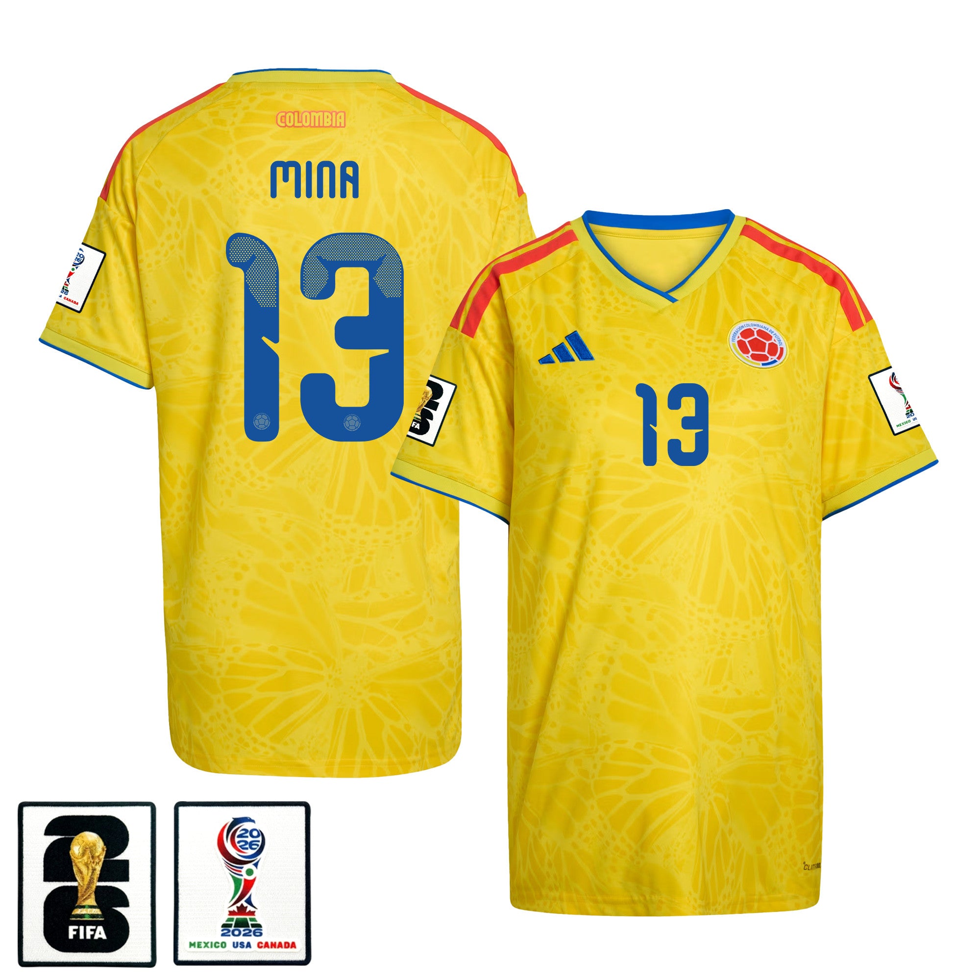 Yerry Mina 13 Women's Colombia National Team 2026 Home Jersey - Yellow