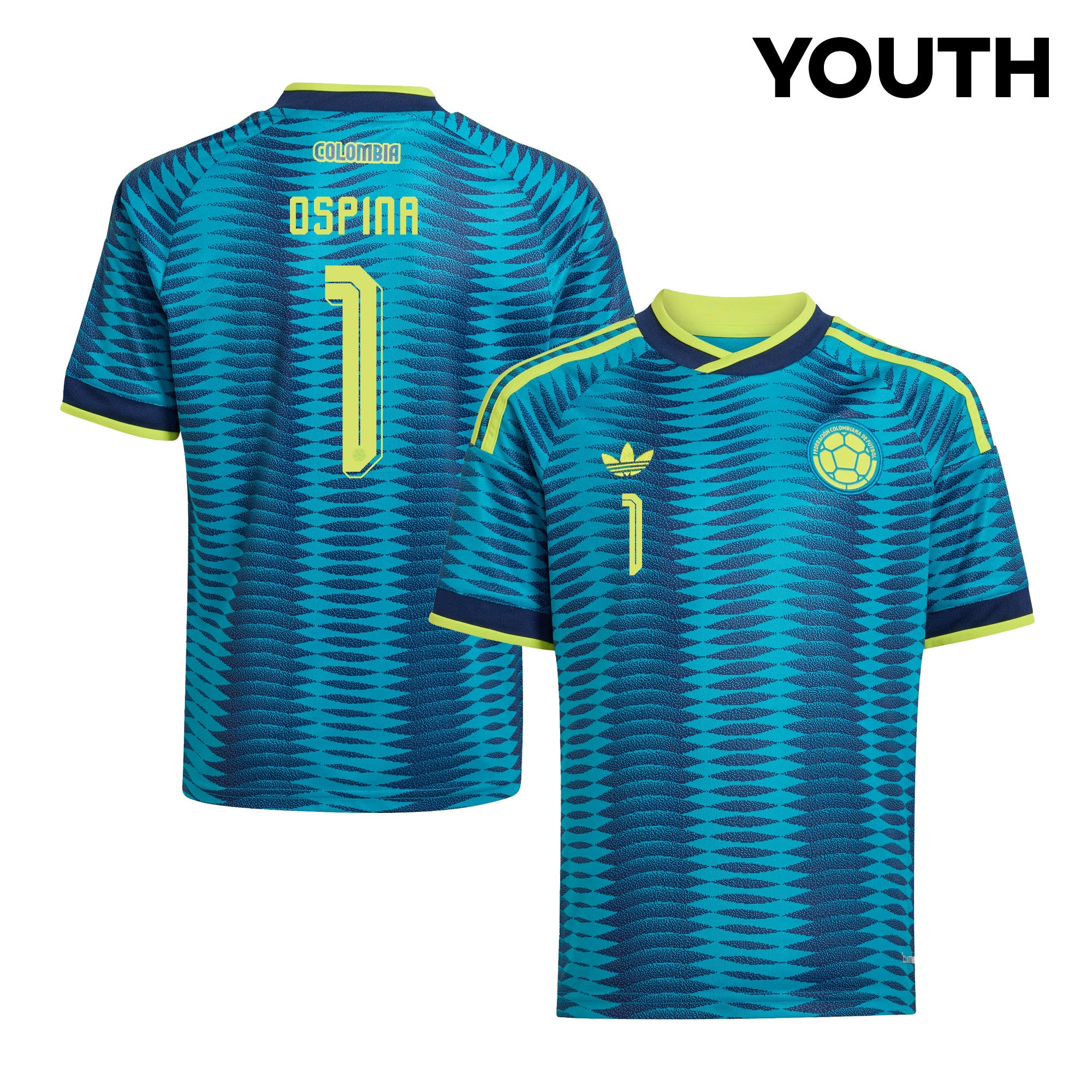 David Ospina 1 Youth Colombia National Team 2026 Away Jersey - Turquoise