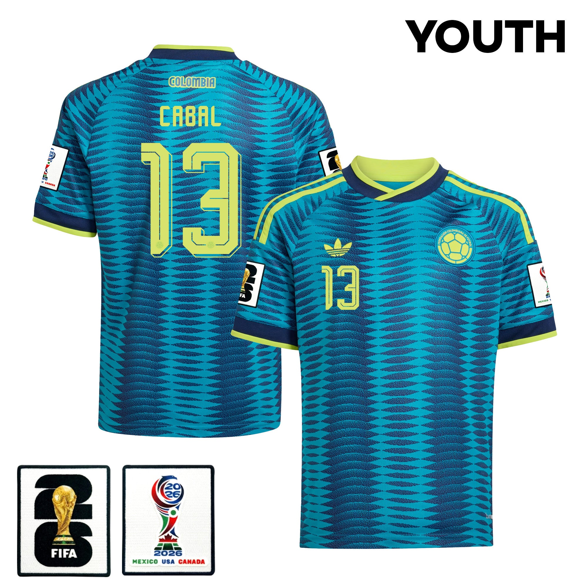 Juan Cabal 13 Youth Colombia National Team 2026 Away Jersey - Turquoise