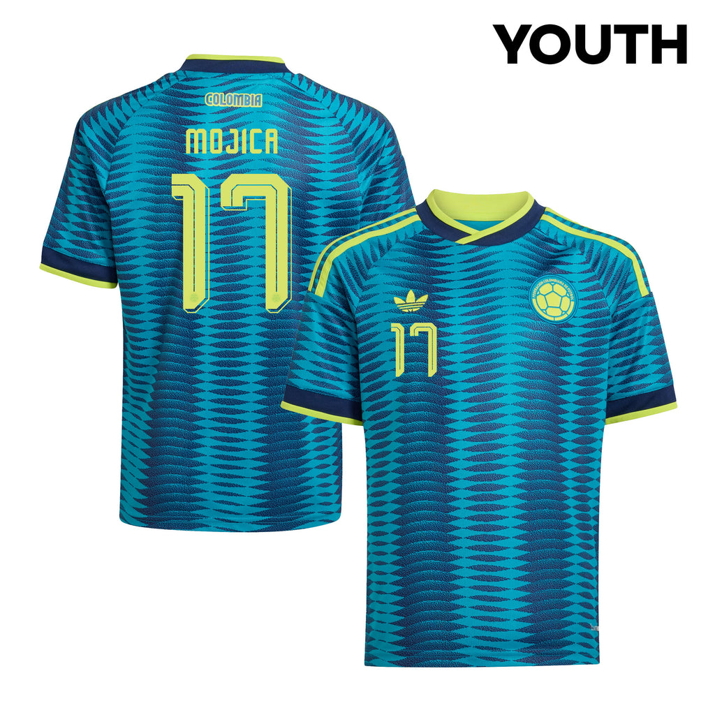 Johan Mojica 17 Youth Colombia National Team 2026 Away Jersey - Turquoise