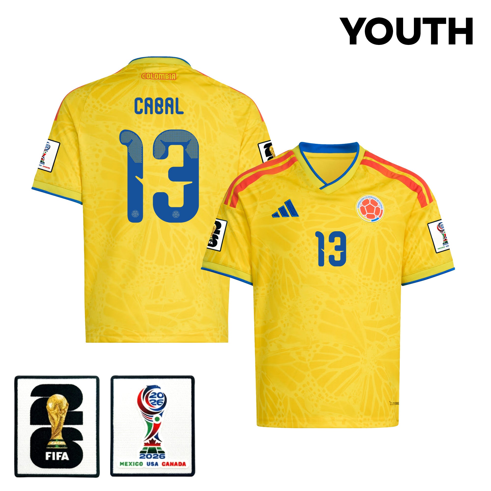 Juan Cabal 13 Youth Colombia National Team 2026 Home Jersey - Yellow