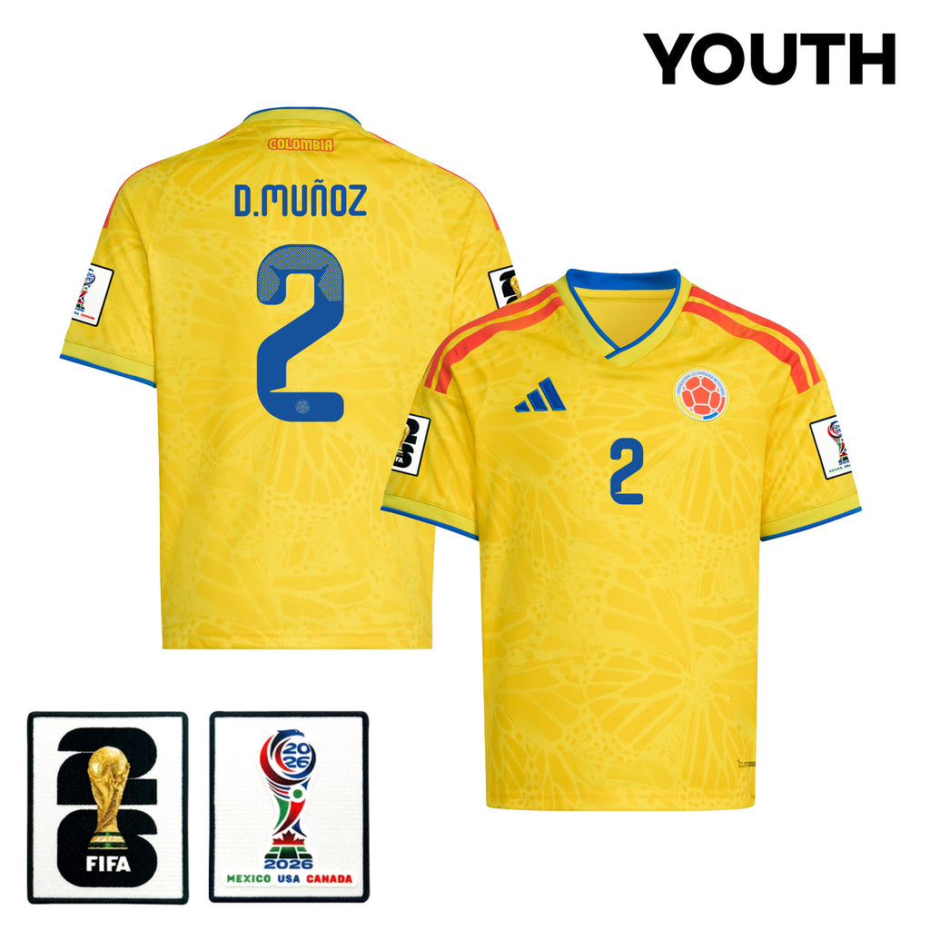 Daniel Muñoz 2 Youth Colombia National Team 2026 Home Jersey - Yellow