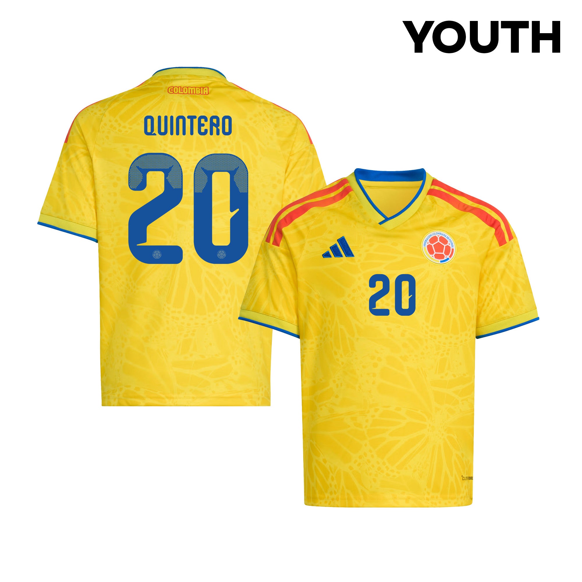 Juan Fernando Quintero 20 Youth Colombia National Team 2026 Home Jersey - Yellow