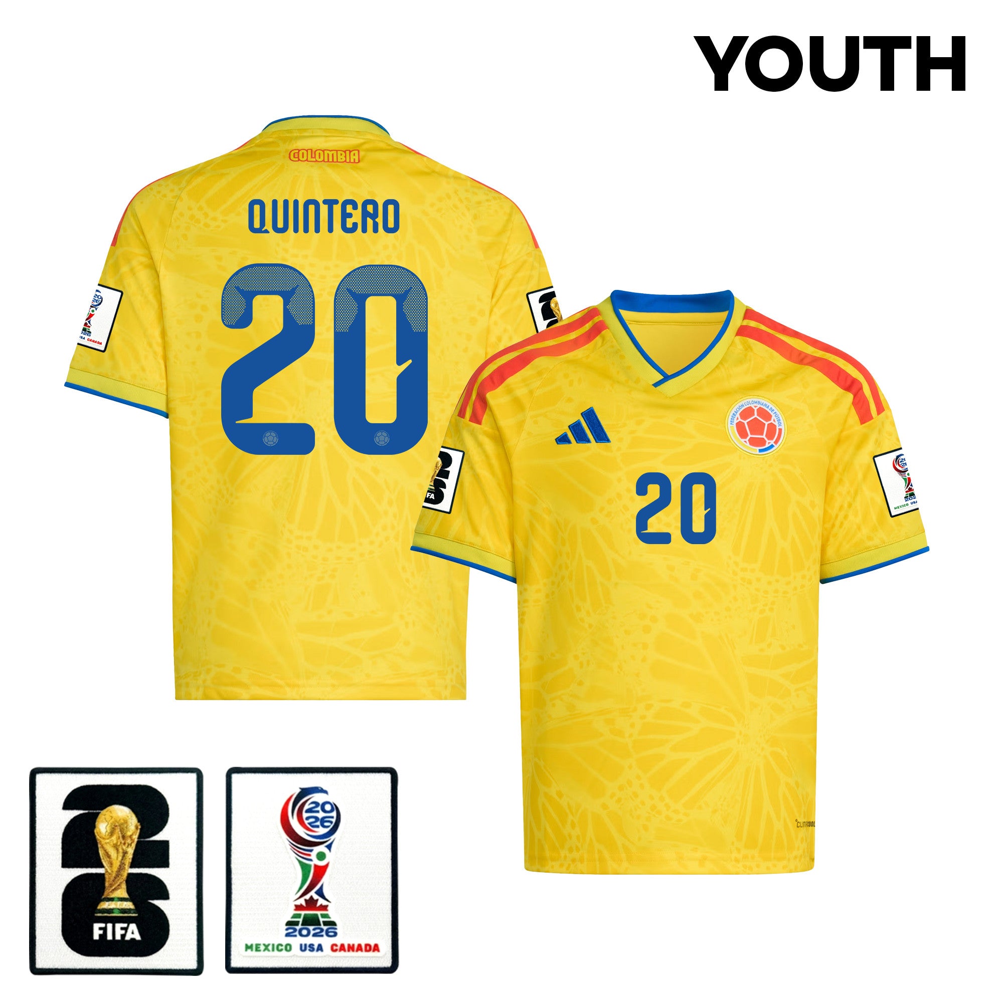 Juan Fernando Quintero 20 Youth Colombia National Team 2026 Home Jersey - Yellow