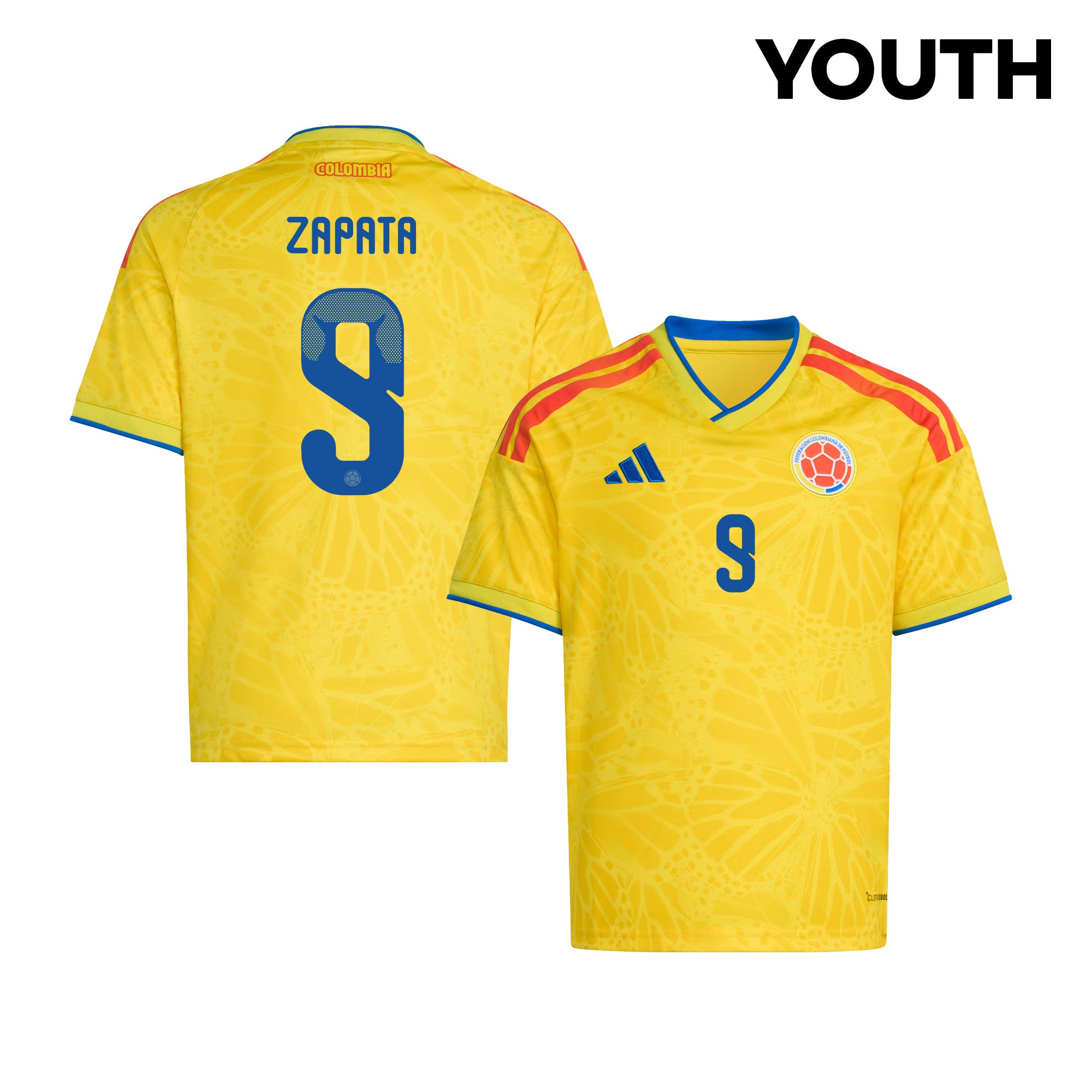 Duván Zapata 9 Youth Colombia National Team 2026 Home Jersey - Yellow
