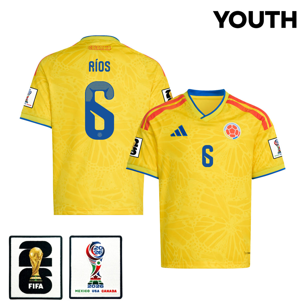 Richard Ríos 6 Youth Colombia National Team 2026 Home Jersey - Yellow