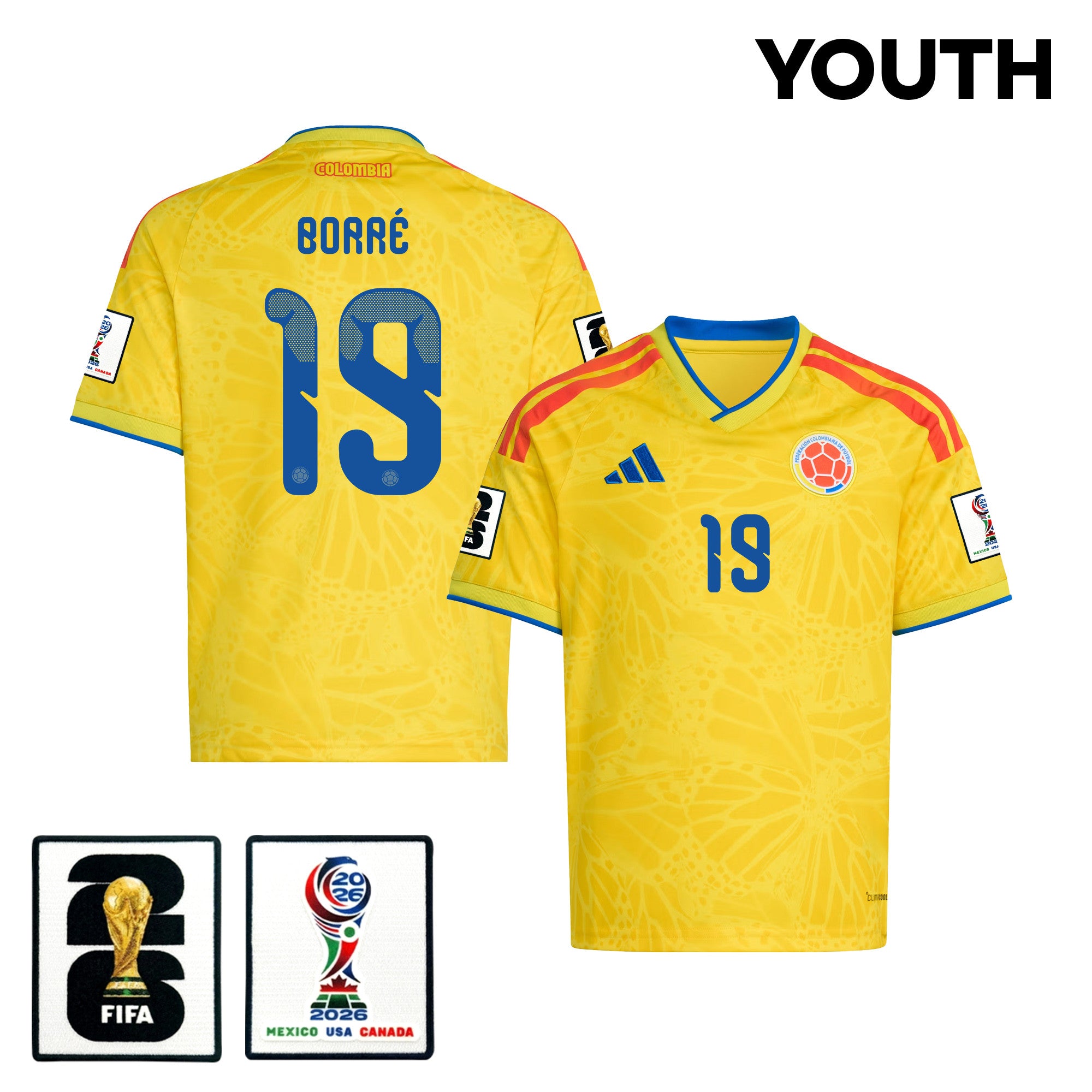 Rafael Borré 19 Youth Colombia National Team 2026 Home Jersey - Yellow