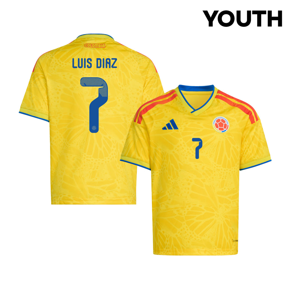 Luis Diaz 7 Youth Colombia National Team 2026 Home Jersey - Yellow