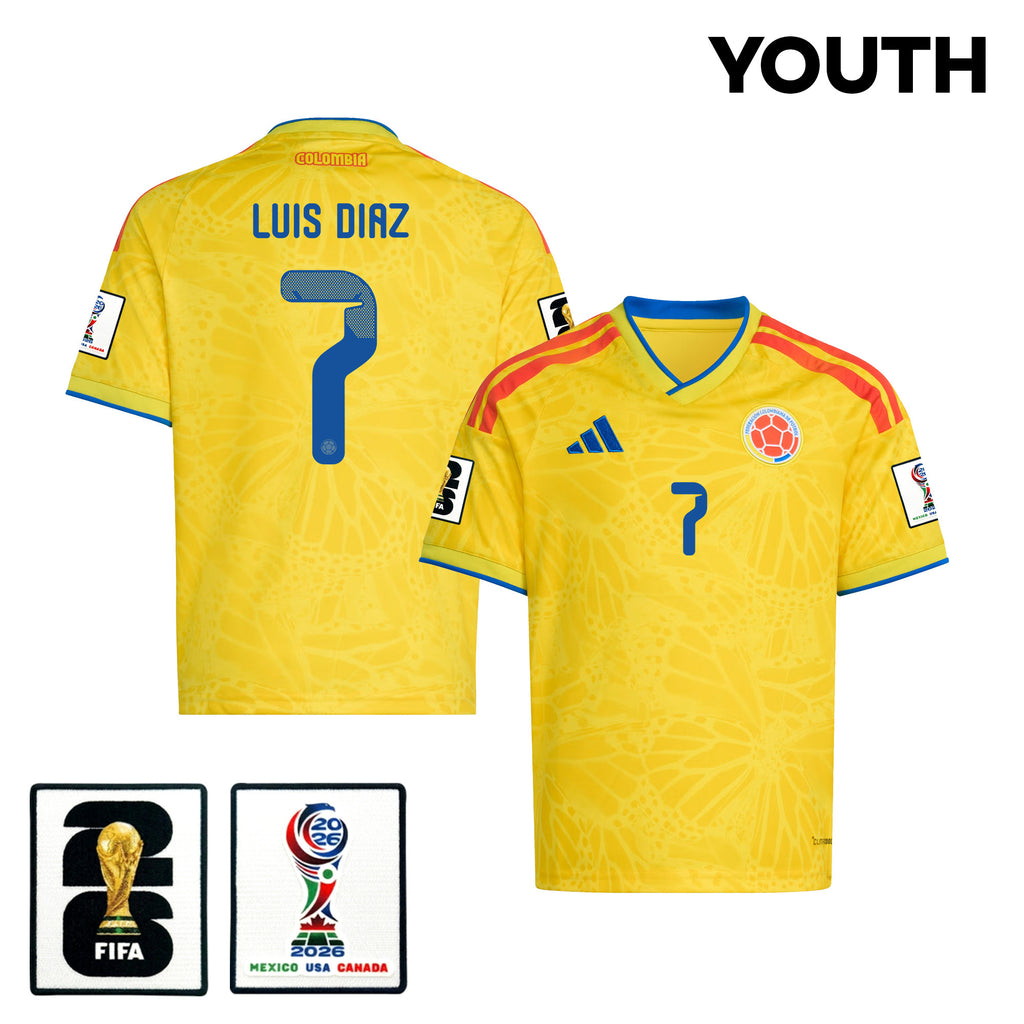 Luis Diaz 7 Youth Colombia National Team 2026 Home Jersey - Yellow