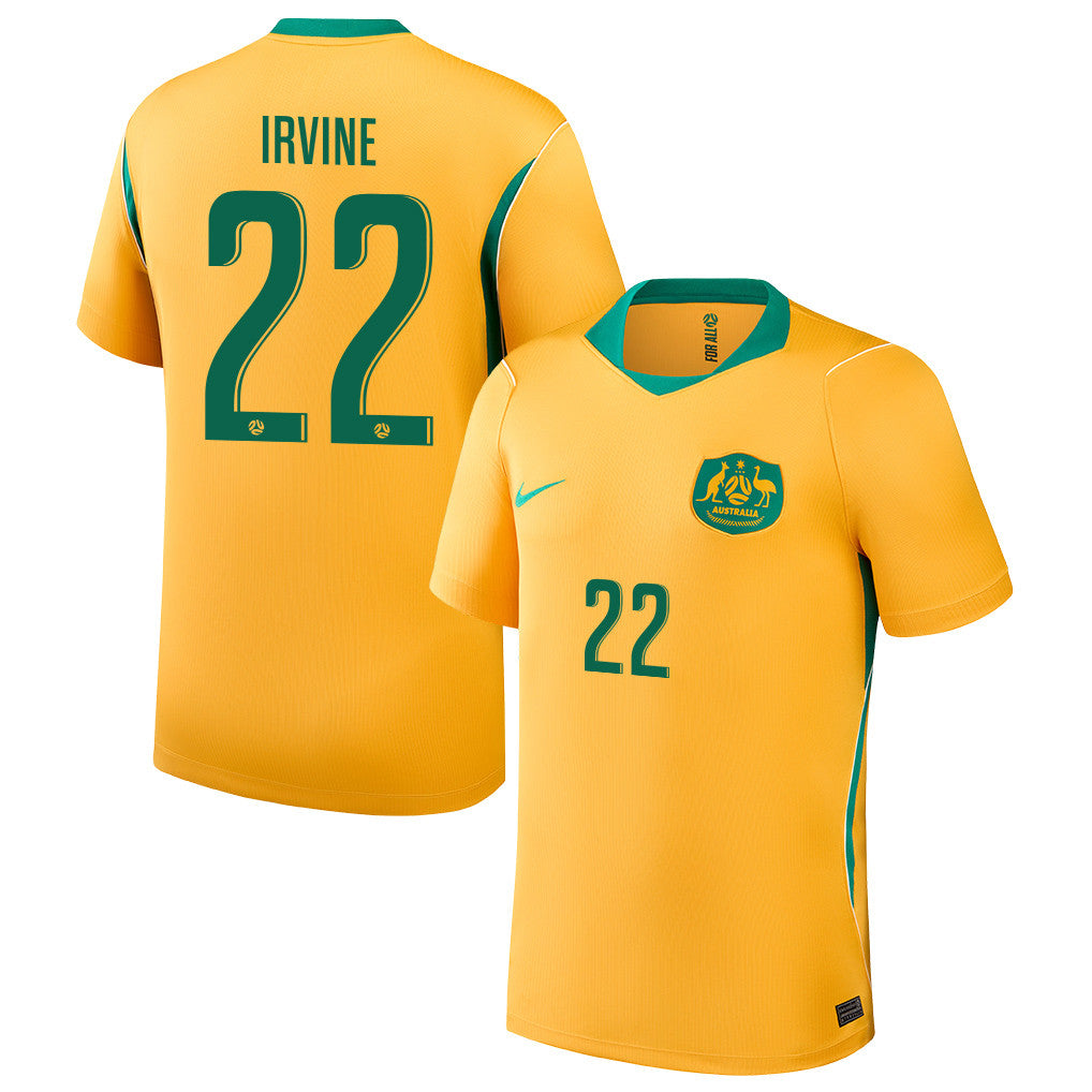 Jackson Irvine 22 Australia National Team 2026 Home Jersey - Yellow, Men