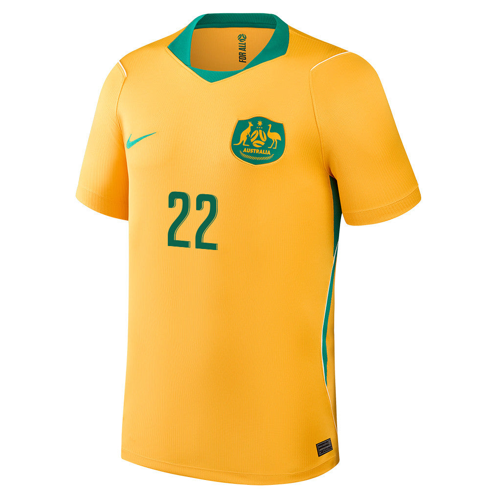 Jackson Irvine 22 Australia National Team 2026 Home Jersey - Yellow, Men