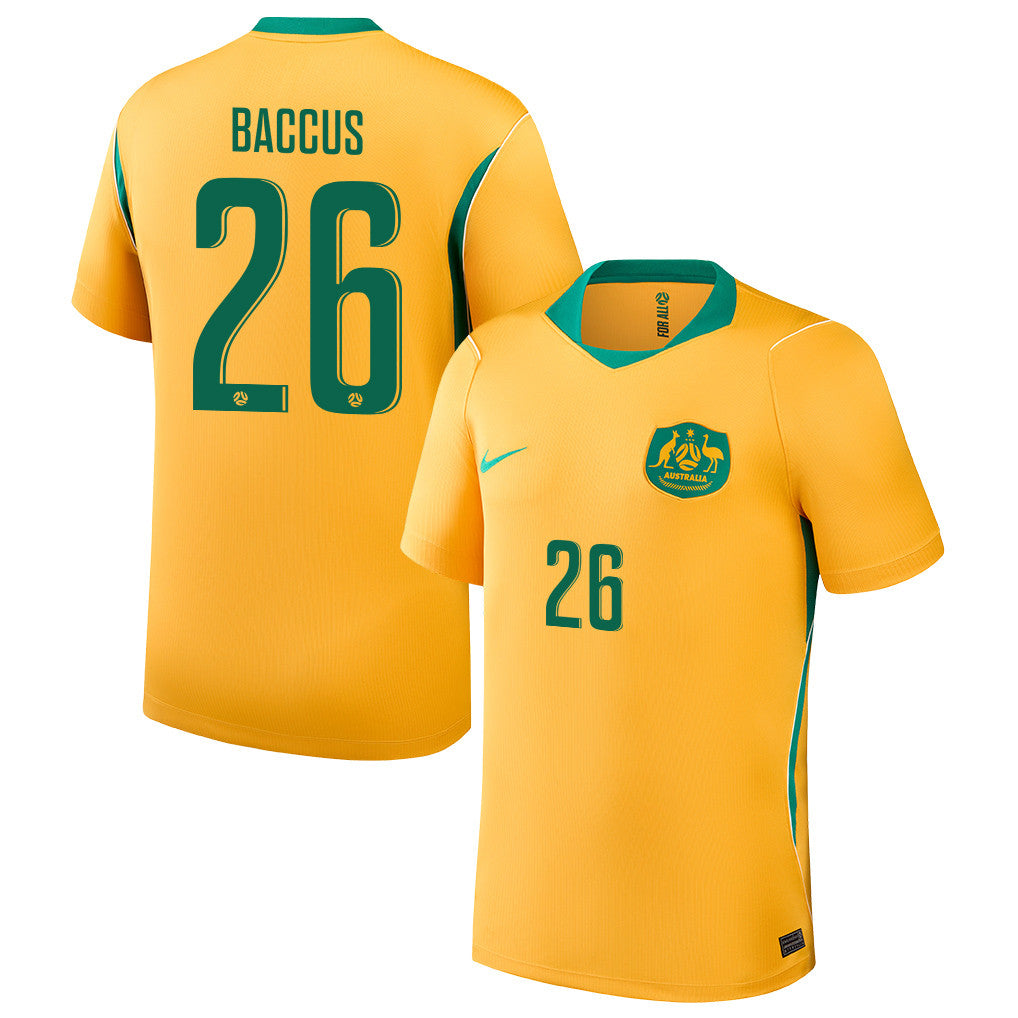 Keanu Baccus 26 Australia National Team 2026 Home Jersey - Yellow, Men