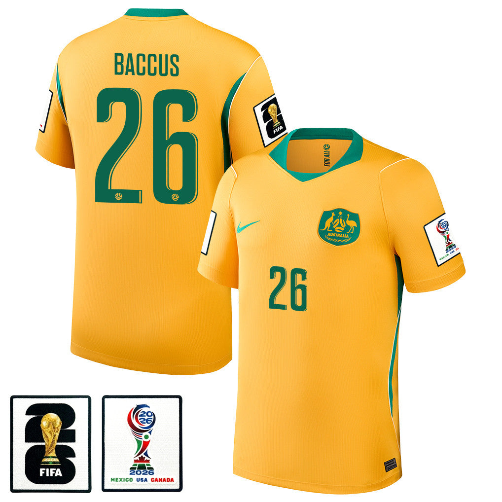 Keanu Baccus 26 Australia National Team 2026 Home Jersey - Yellow, Men