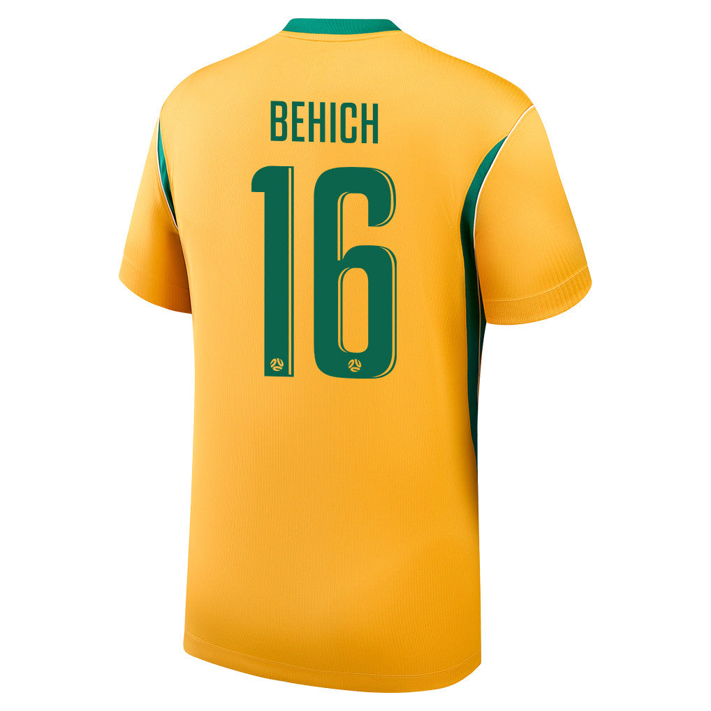 Aziz Behich 16 Australia National Team 2026 Home Jersey - Yellow, Men
