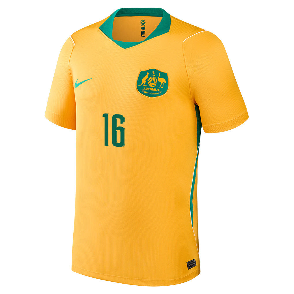 Aziz Behich 16 Australia National Team 2026 Home Jersey - Yellow, Men