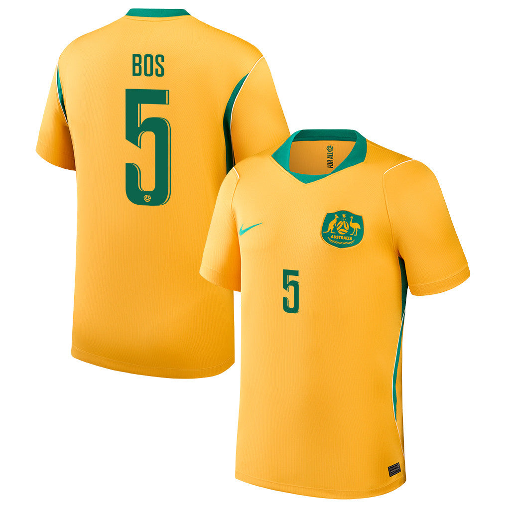 Jordan Bos 5 Australia National Team 2026 Home Jersey - Yellow, Men