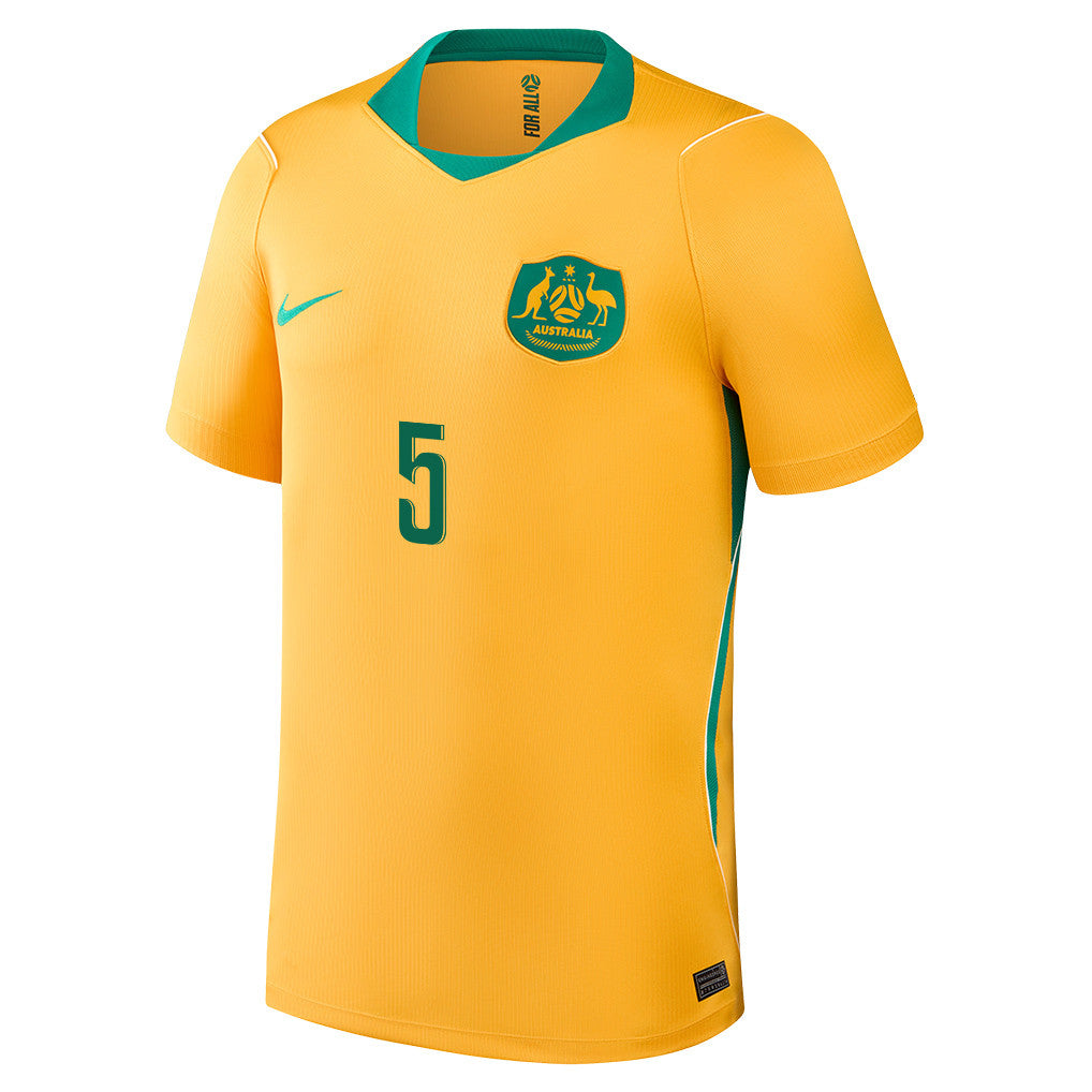 Jordan Bos 5 Australia National Team 2026 Home Jersey - Yellow, Men