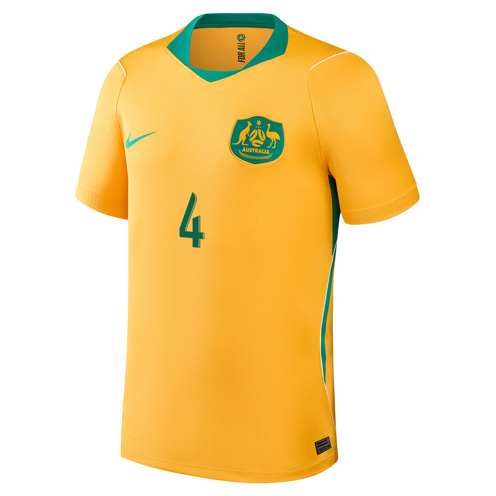 Kye Rowles 4 Australia National Team 2026 Home Jersey - Yellow, Men