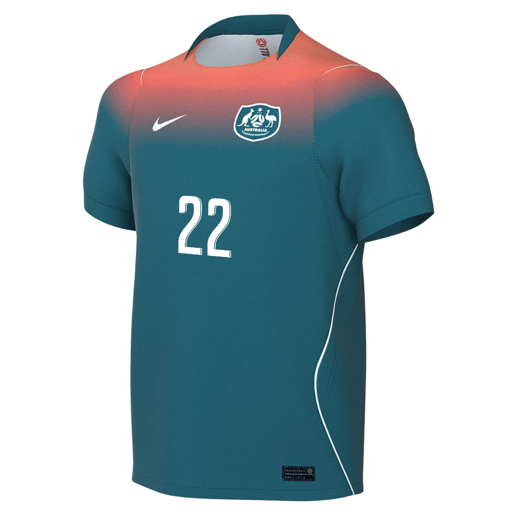 Jackson Irvine 22 Youth Australia National Team 2026 Away Jersey - Teal