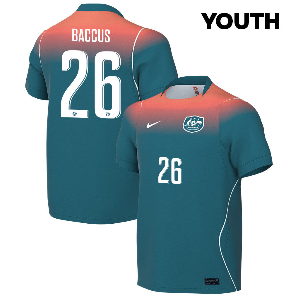 Keanu Baccus 26 Youth Australia National Team 2026 Away Jersey - Teal