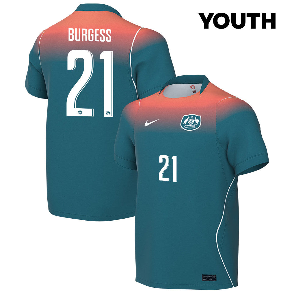 Cameron Burgess 21 Youth Australia National Team 2026 Away Jersey - Teal