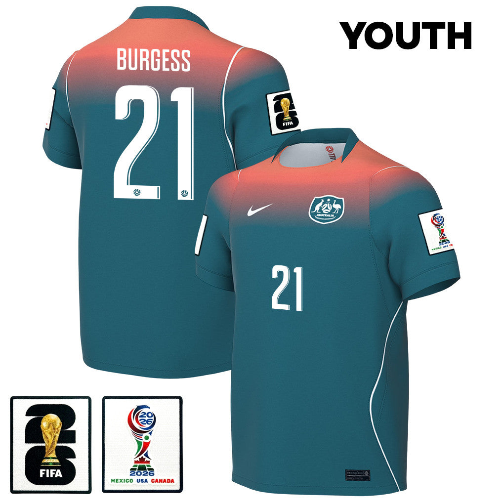 Cameron Burgess 21 Youth Australia National Team 2026 Away Jersey - Teal