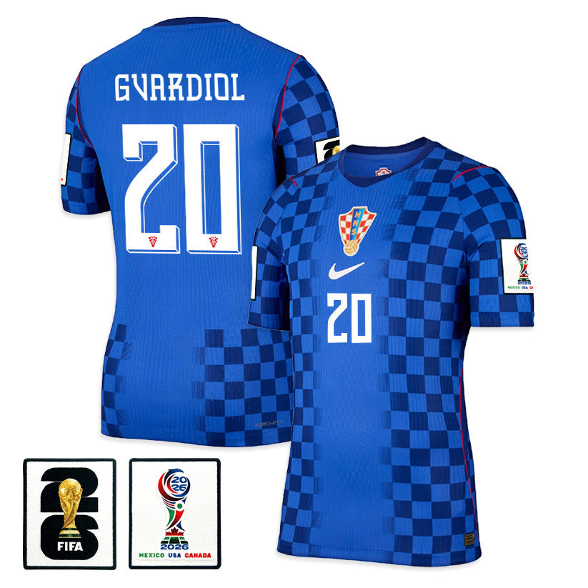 Joško Gvardiol 20 Croatia National Team 2026 x World Cup Patch Away Jersey - Blue, Men