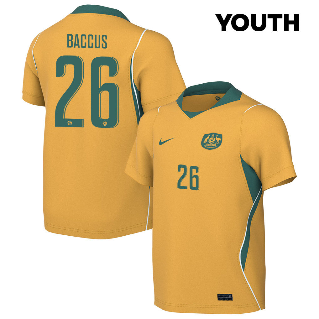 Keanu Baccus 26 Youth Australia National Team 2026 Home Jersey - Yellow