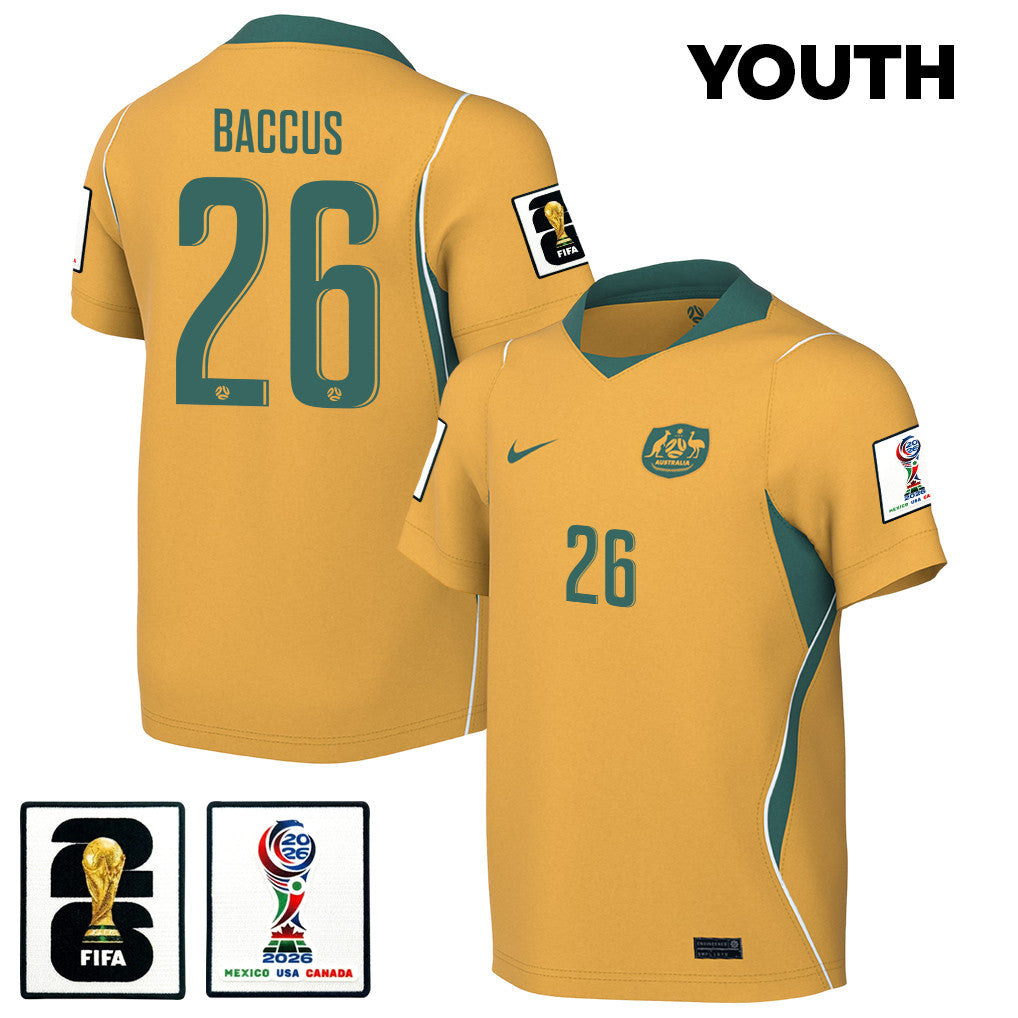 Keanu Baccus 26 Youth Australia National Team 2026 Home Jersey - Yellow