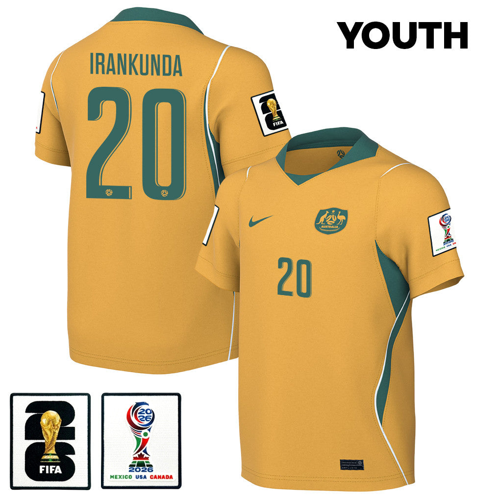 Nestory Irankunda 20 Youth Australia National Team 2026 Home Jersey - Yellow