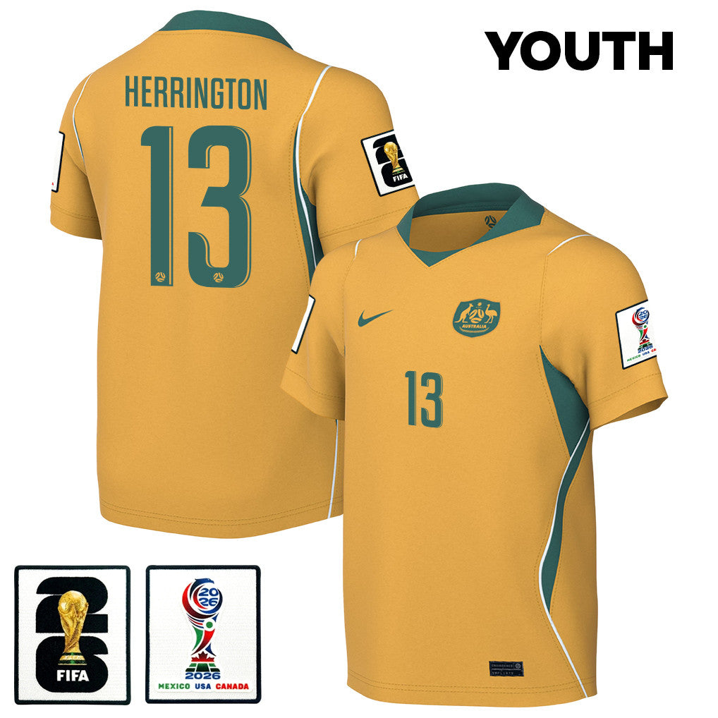 Lucas Herrington 13 Youth Australia National Team 2026 Home Jersey - Yellow