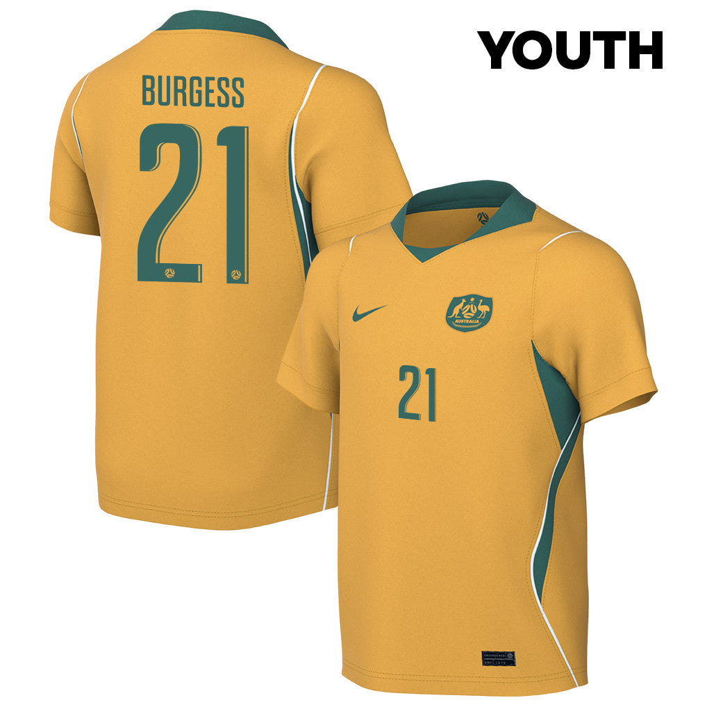 Cameron Burgess 21 Youth Australia National Team 2026 Home Jersey - Yellow