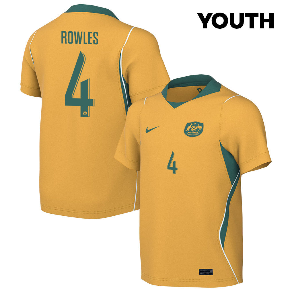 Kye Rowles 4 Youth Australia National Team 2026 Home Jersey - Yellow