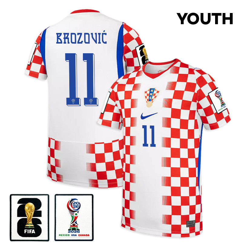 Marcelo Brozović 11 Youth Croatia National Team 2026 Home Jersey - White/ Red