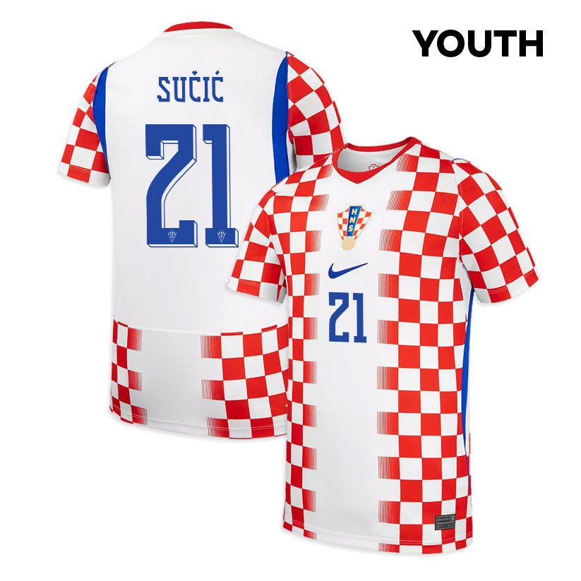 Luka Sučić 21 Youth Croatia National Team 2026 Home Jersey - White/ Red