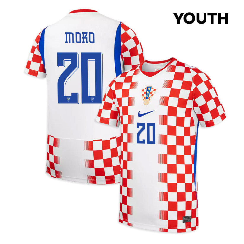 Nikola Moro 20 Youth Croatia National Team 2026 Home Jersey - White/ Red