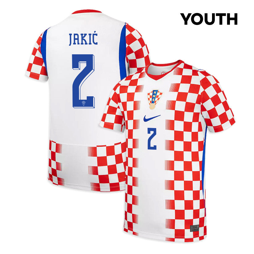 Kristijan Jakić 2 Youth Croatia National Team 2026 Home Jersey - White/ Red