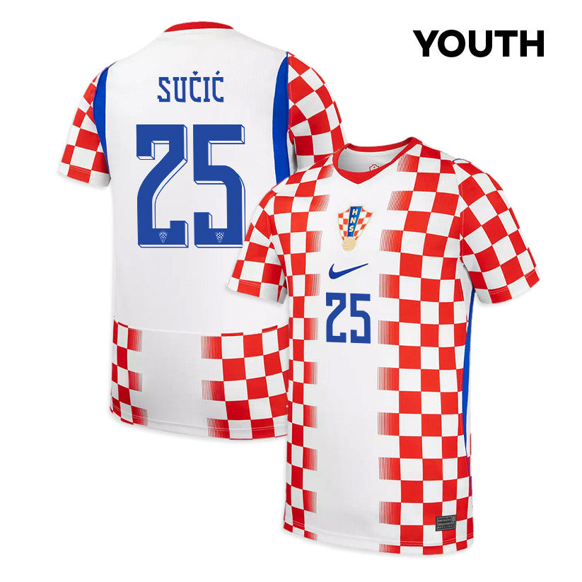 Luka Sučić 25 Youth Croatia National Team 2026 Home Jersey - White/ Red
