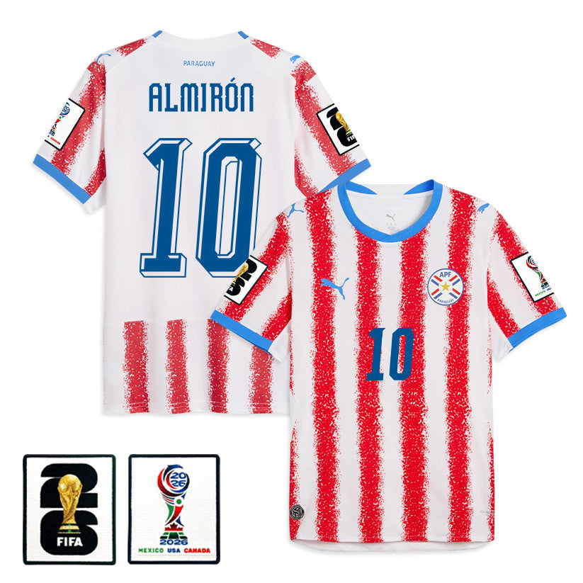 Miguel Almirón 10 Paraguay National Team 2026 Home Jersey - White/Red, Men