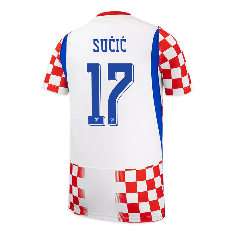 Petar Sučić 17 Youth Croatia National Team 2026 Home Jersey - White/ Red