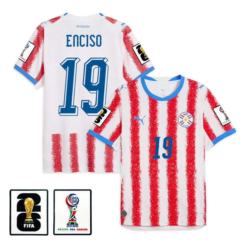 Julio Enciso 19 Paraguay National Team 2026 Home Jersey - White/Red, Men
