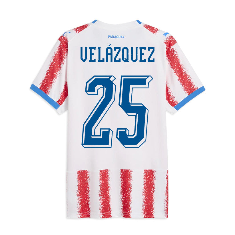 Gustavo Velázquez 25 Paraguay National Team 2026 Home Jersey - White/Red, Men