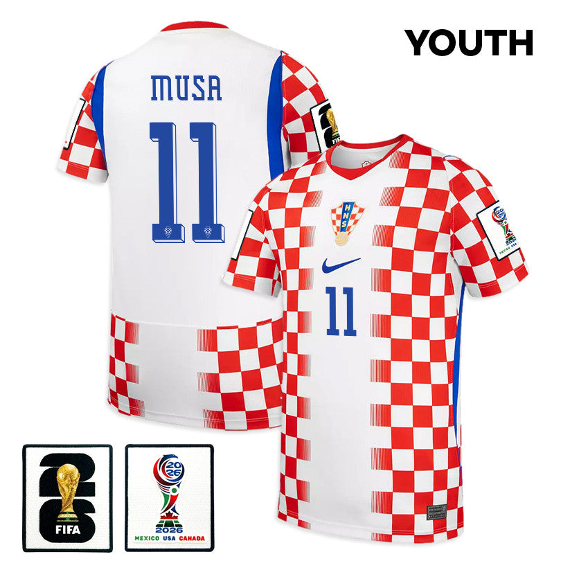 Petar Musa 11 Youth Croatia National Team 2026 Home Jersey - White/ Red