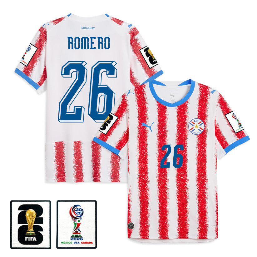 Lucas Romero 26 Paraguay National Team 2026 Home Jersey - White/Red, Men
