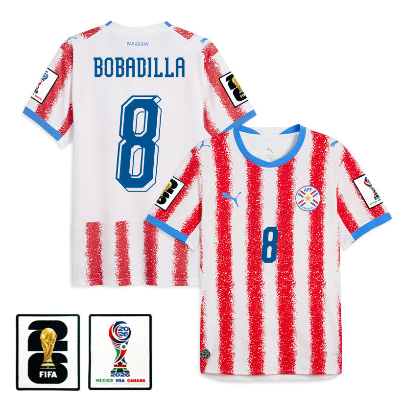 Damián Bobadilla 8 Paraguay National Team 2026 Home Jersey - White/Red, Men