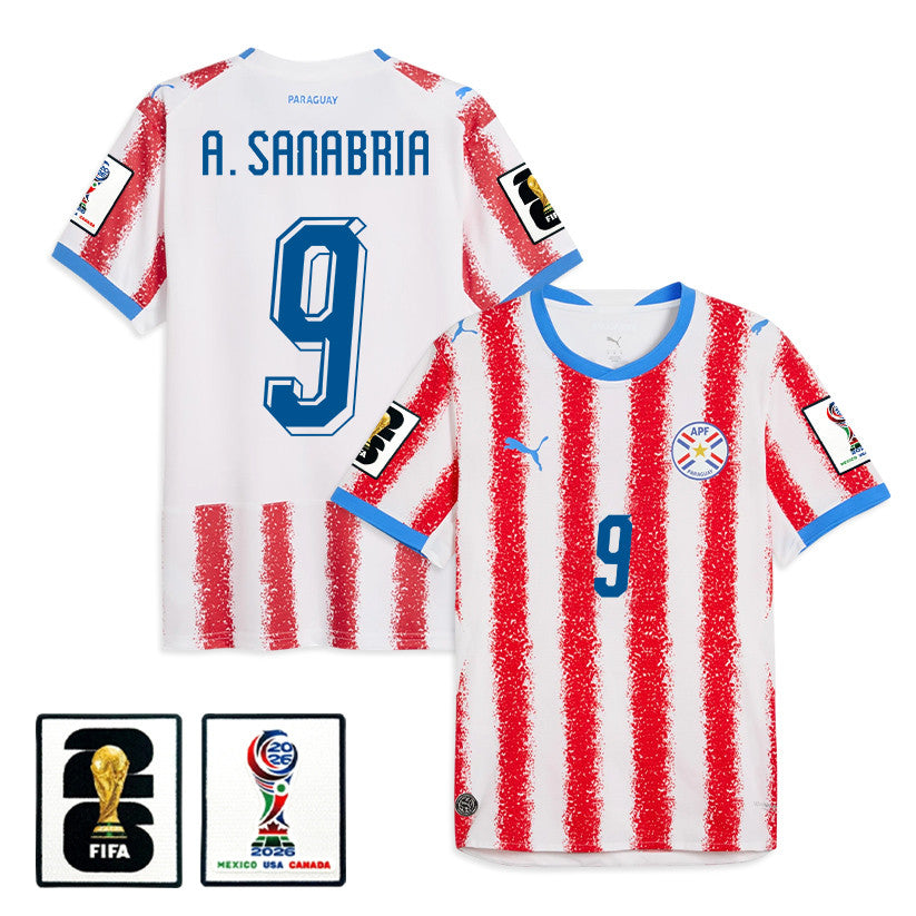 Antonio Sanabria 9 Paraguay National Team 2026 Home Jersey - White/Red, Men