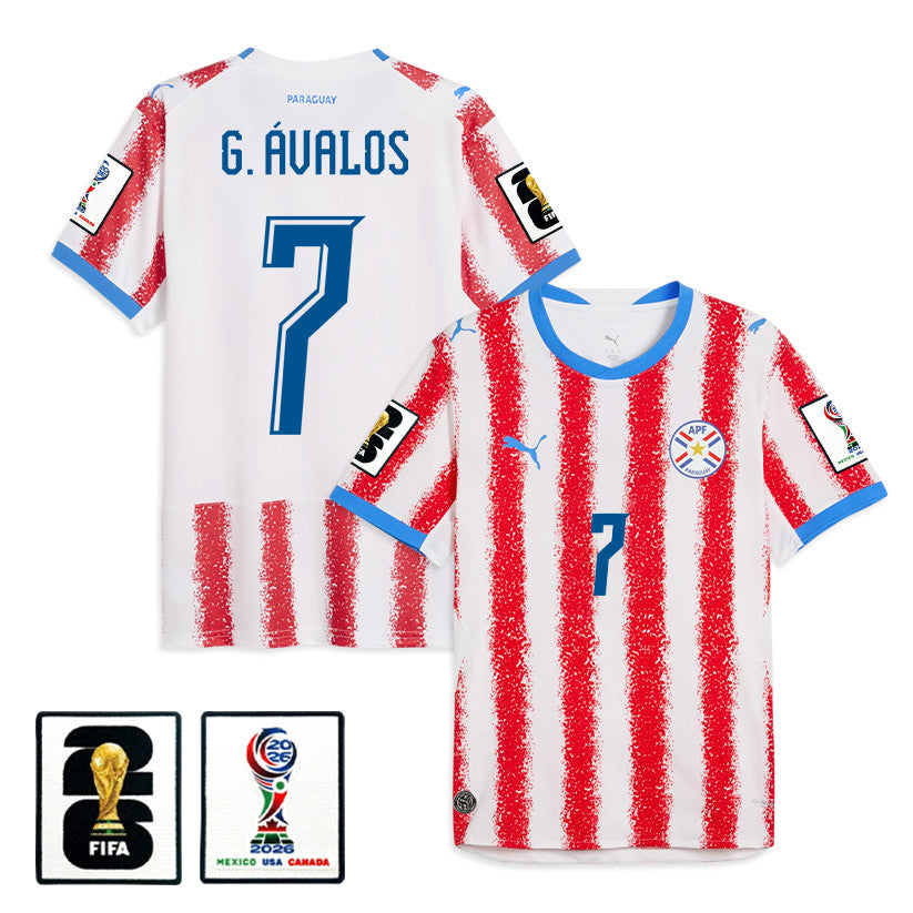 Gabriel Ávalos 7 Paraguay National Team 2026 Home Jersey - White/Red, Men
